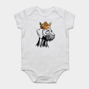 German Wirehaired Pointer Dog King Queen Wearing Crown Baby Bodysuit